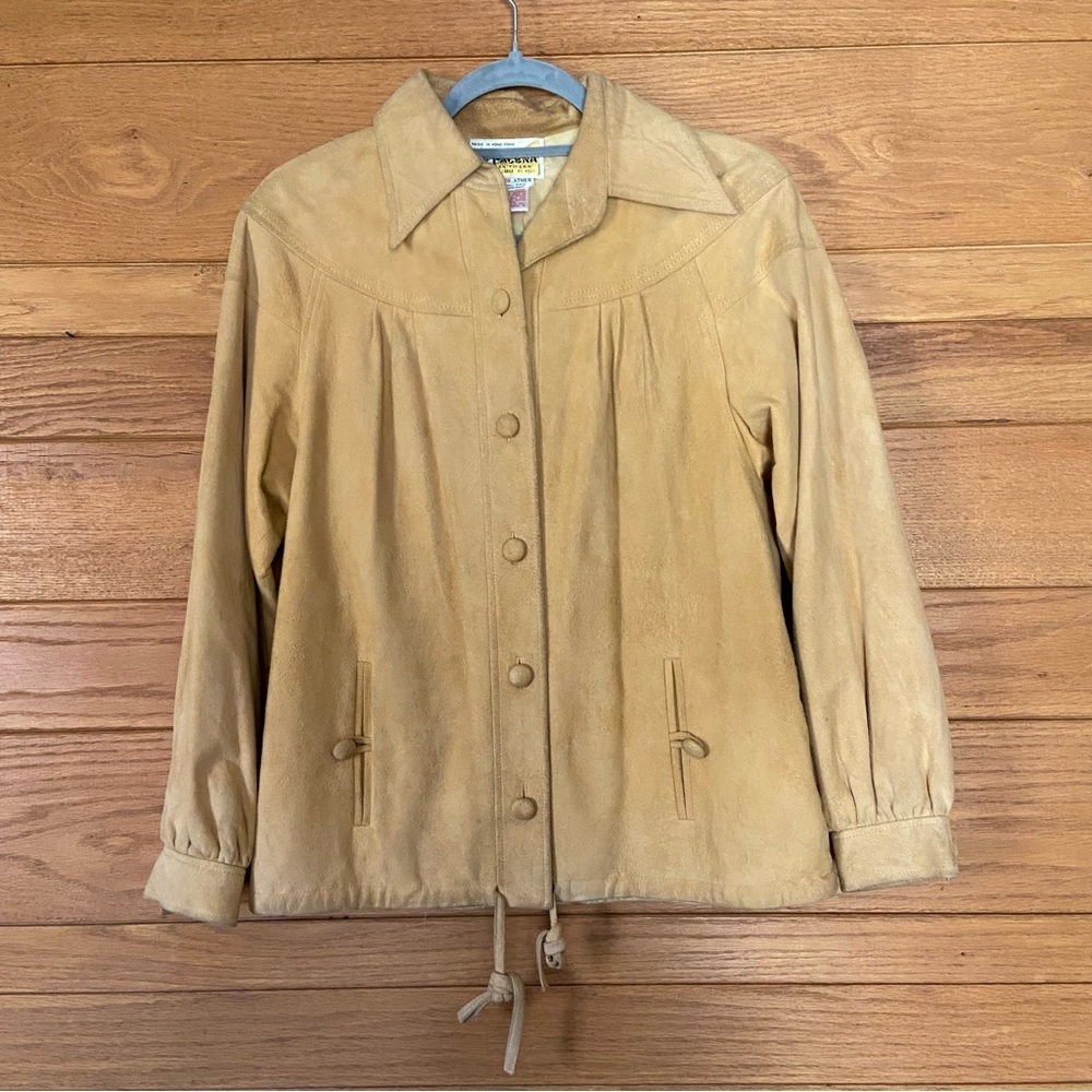 Vintage 1970s Palena Knitwear leather suede button front jacket